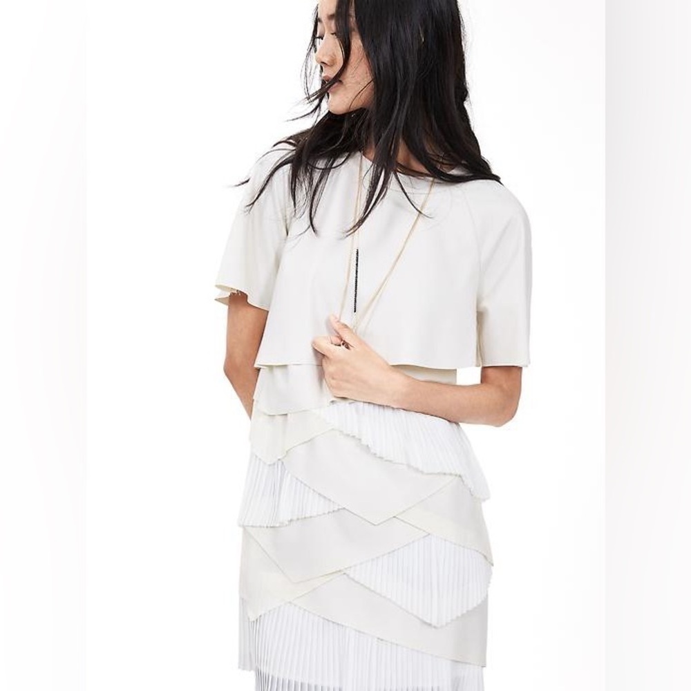 Banana Republic Heritage Collection Monogram Flannel Pleat Layer Dress Cocoon M